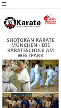 Vorschau der mobilen Webseite www.karate-sv1880.de, SV München von 1880 e.V. Abteilung Karate