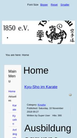 Vorschau der mobilen Webseite www.karate-lindau.de, TSV Lindau - Abteilung Karate