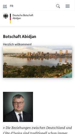Vorschau der mobilen Webseite abidjan.diplo.de, Deutsche Botschaft Abidjan