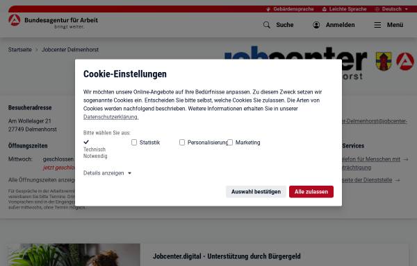 Vorschau von con.arbeitsagentur.de, ARGE Delmenhorst (Arbeit und Grundsicherung Delmenhorst)