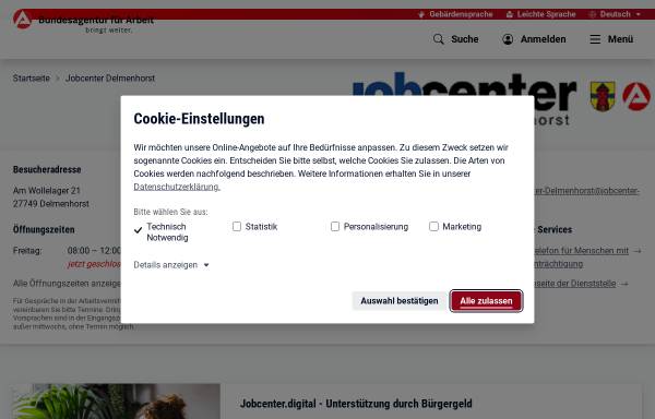 Vorschau von con.arbeitsagentur.de, ARGE Delmenhorst (Arbeit und Grundsicherung Delmenhorst)