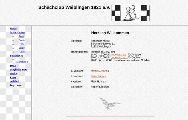 Vorschau von www.scwaiblingen.de, Schachclub Waiblingen 1921 e.V.