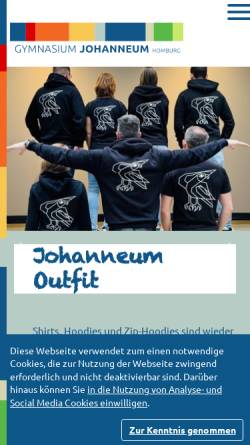Vorschau der mobilen Webseite www.johanneum-homburg.de, Gymnasium Johanneum