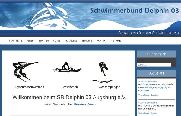 Vorschau von www.delphin-augsburg.com, Schwimmerbund Delphin 03 Augsburg e. V.