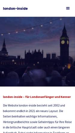 Vorschau der mobilen Webseite www.london-inside.de, London Inside