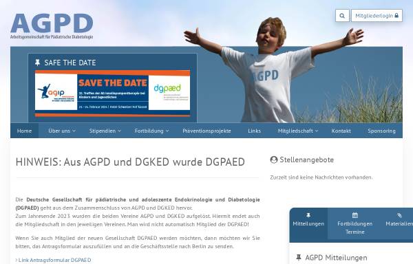 Vorschau von www.diabetes-kinder.de, Arbeitsgemeinschaft für Pädiatrische Diabetologie in der DDG