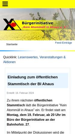 Vorschau der mobilen Webseite www.bi-ahaus.de, Bürgerinitiative 