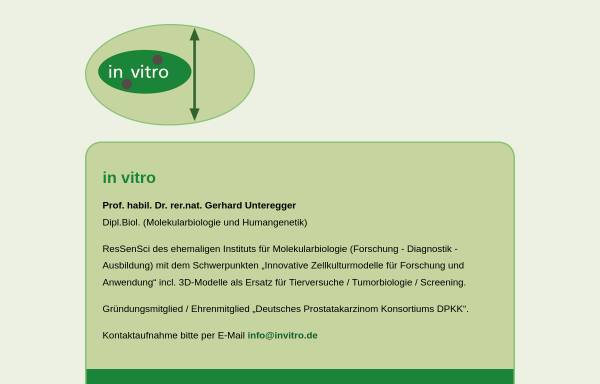 Vorschau von www.invitro.de, In Vitro Institut für Molekularbiologie Prof. Dr. Gerhard Unteregger