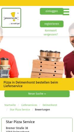Vorschau der mobilen Webseite www.star-pizza-service.de, Star Pizza Service Delmenhorst