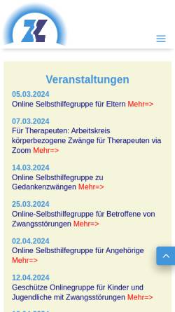 Vorschau der mobilen Webseite www.zwaenge.de, Deutsche Gesellschaft Zwangserkrankungen