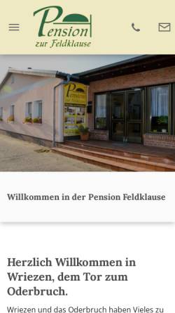 Vorschau der mobilen Webseite www.pension-feldklause.de, Pension zur Feldklause