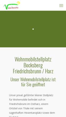 Vorschau der mobilen Webseite www.harzmobil.de, Wohnmobilstellplatz im Harz