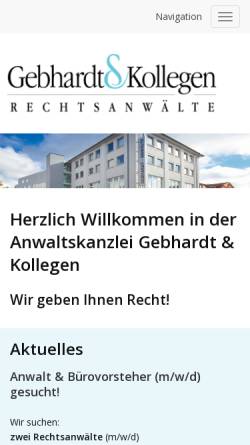 Vorschau der mobilen Webseite www.rae-gebhardt.de, Rechtsanwälte Gebhardt und Kollegen