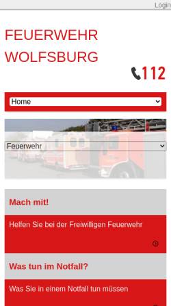 Vorschau der mobilen Webseite www.feuerwehr-wolfsburg.de, Berufsfeuerwehr Wolfsburg (Niedersachsen)