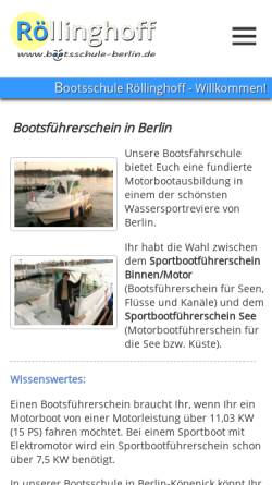 Vorschau der mobilen Webseite www.bootsschule-berlin.de, Bootsschule C. Röllinghoff