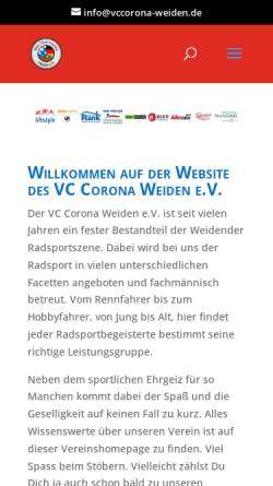 Vorschau der mobilen Webseite www.vccorona-weiden.de, Hoemapge des Fahrradclubs Corona Weiden
