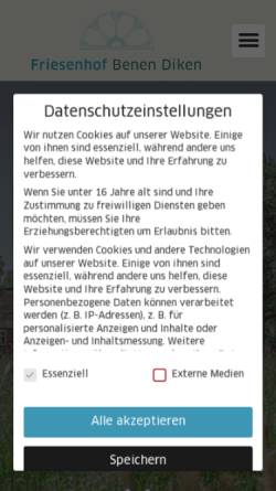 Vorschau der mobilen Webseite www.friesenhof-blocksberg.de, Friesenhof Blocksberg, Familie Kolbeck