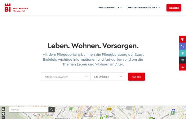 Vorschau von bielefeld-pflegeberatung.de, PfIO - Pflege-Informationssystem-Online der Pflegeberatung der Stadt Bielefeld