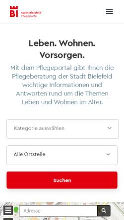 Vorschau der mobilen Webseite bielefeld-pflegeberatung.de, PfIO - Pflege-Informationssystem-Online der Pflegeberatung der Stadt Bielefeld