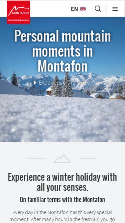 Vorschau der mobilen Webseite www.montafon.at, Tourismusportal Montafon