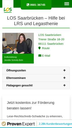 Vorschau der mobilen Webseite www.los.de, LOS Saarbrücken - Lehrinstitut für Orthografie und Sprachkompetenz