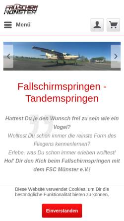 Vorschau der mobilen Webseite www.fallschirm-muenster.de, Fallschirmsportclub Münster e.V.