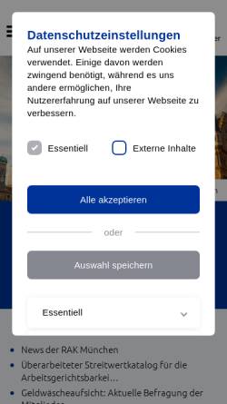 Vorschau der mobilen Webseite www.rak-muenchen.de, Rechtsanwaltskammer München