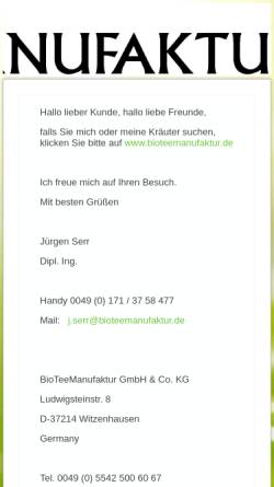 Vorschau der mobilen Webseite www.herb-service.de, Jürgen Serr Herb Service Gmbh & Co KG