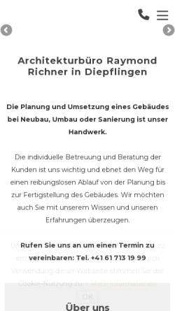 Vorschau der mobilen Webseite www.richner-architektur.ch, Richner-Architektur