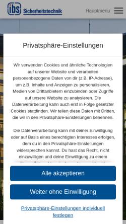 Vorschau der mobilen Webseite ibs-sicherheitstechnik.de, Installations-, Bewachungs- und Sicherheitstechnik GmbH