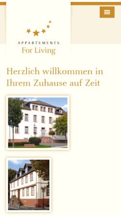 Vorschau der mobilen Webseite www.appartements-for-living.de, Appartementhaus For Living