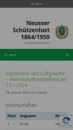 Vorschau der mobilen Webseite www.neusser-schuetzenlust.de, Neusser-Schützenlust 1864/1950