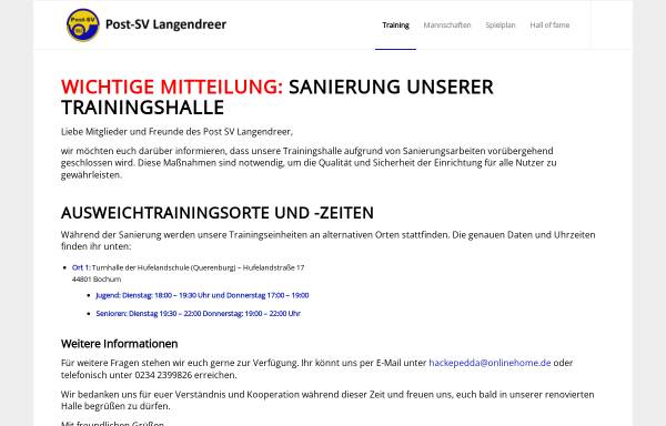 Vorschau von www.post-sv-langendreer.de, Post SV Bochum-Langendreer