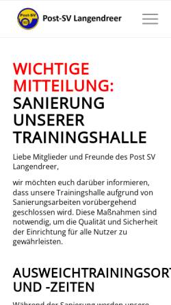Vorschau der mobilen Webseite www.post-sv-langendreer.de, Post SV Bochum-Langendreer