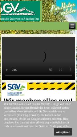 Vorschau der mobilen Webseite www.sgvelspe.de, Sauerländischer Gebirgsverein (SGV), Abteilung Elspe e.V.
