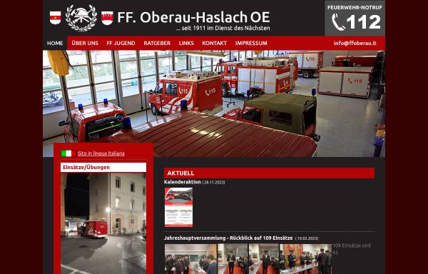 Vorschau von www.ffoberau.it, Freiwillige Feuerwehr Oberau/Haslach