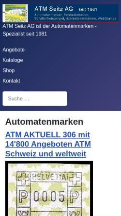 Vorschau der mobilen Webseite www.atms.ch, Automatenmarken aktuell (Seitz)