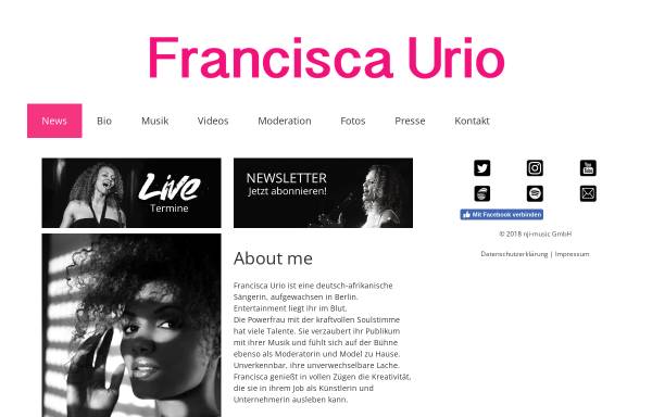 Vorschau von francisca-urio.de, Francisca Urio - Teilnehmerin bei DSDS