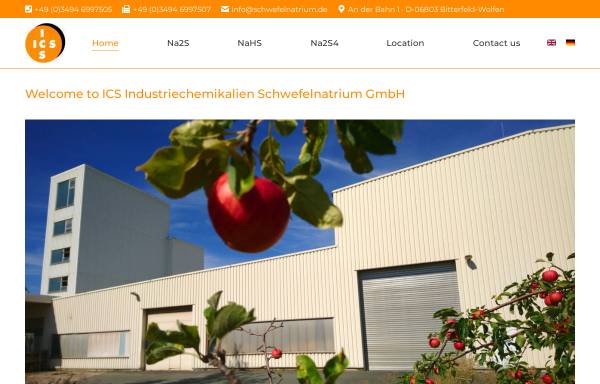 Vorschau von www.schwefelnatrium.de, ICS Industriechemikalien GmbH