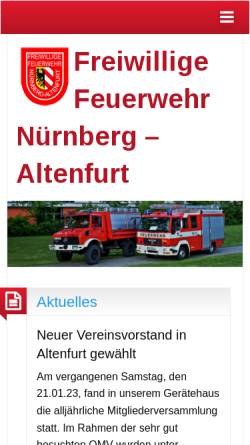 Vorschau der mobilen Webseite www.ff-altenfurt.de, Freiwillige Feuerwehr Altenfurt