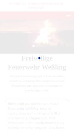 Vorschau der mobilen Webseite www.feuerwehr-wessling.de, Freiwillige Feuerwehr Weßling