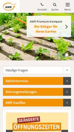 Vorschau der mobilen Webseite www.aw-erle.de, AW Erle - Wissens- und Erlebniszentrum zur Kreislaufwirtschaft