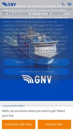 Vorschau der mobilen Webseite www.gnv.it, Grandi Navi Veloci