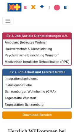 Vorschau der mobilen Webseite www.exundjob.de, Ex + Job Arbeit und Freizeit GmbH