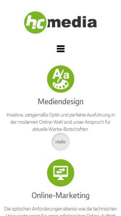 Vorschau der mobilen Webseite www.hcmedia.de, Harzer Medien GmbH