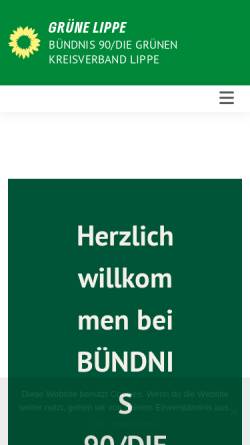 Vorschau der mobilen Webseite xn--grne-lippe-beb.de, Bündnis 90/Die Grünen Lippe