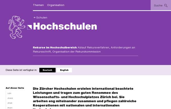 Vorschau von www.zfh.ch, Zürcher Fachhochschule (ZFH)