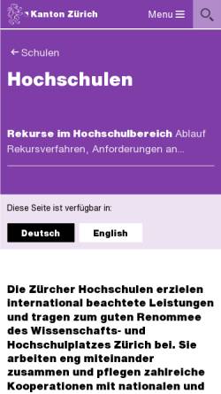 Vorschau der mobilen Webseite www.zfh.ch, Zürcher Fachhochschule (ZFH)