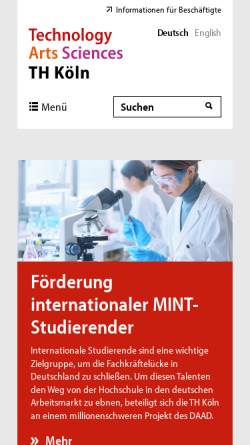 Vorschau der mobilen Webseite www.fh-koeln.de, Fachhochschule Köln