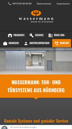 Vorschau der mobilen Webseite www.wassermann-tore.de, Wassermann GmbH & Co KG